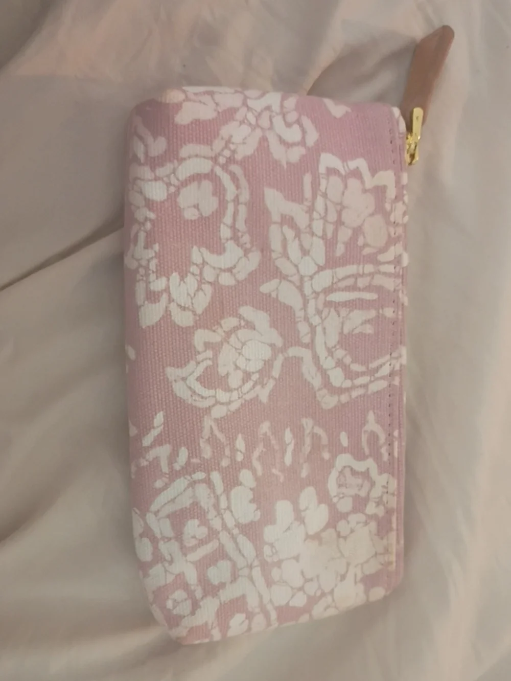 Aerin Blush Pink Pouch with Tan Leather Tag